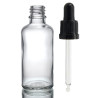 88x 50ml Číra Sklenená Fľaška s Kvapkadlom s Čiernou T/E Pipetou