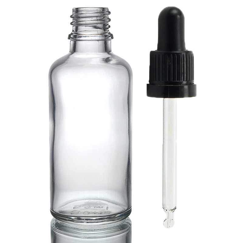 168x 100ml Číra Sklenená Fľaška s Kvapkadlom s Čiernou T/E Pipetou