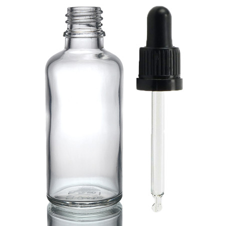 168x 100ml Číra Sklenená Fľaška s Kvapkadlom s Čiernou T/E Pipetou