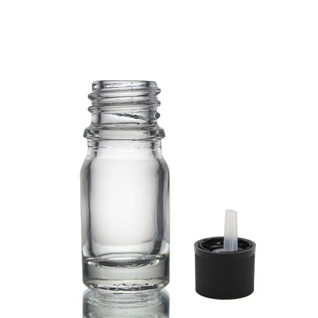 255x 5ml Číra Sklenená Fľaška s Uzáverom s Detskou Poistkou