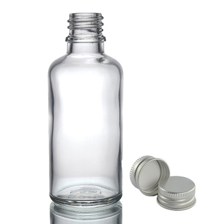 88x 50ml Číra Sklenená Fľaška s Hliníkovým Uzáverom