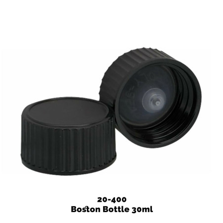 50x Uzáver na Jantárovú Fľašu (na 30 ml a 60 ml) – Čierny Plast 20-400