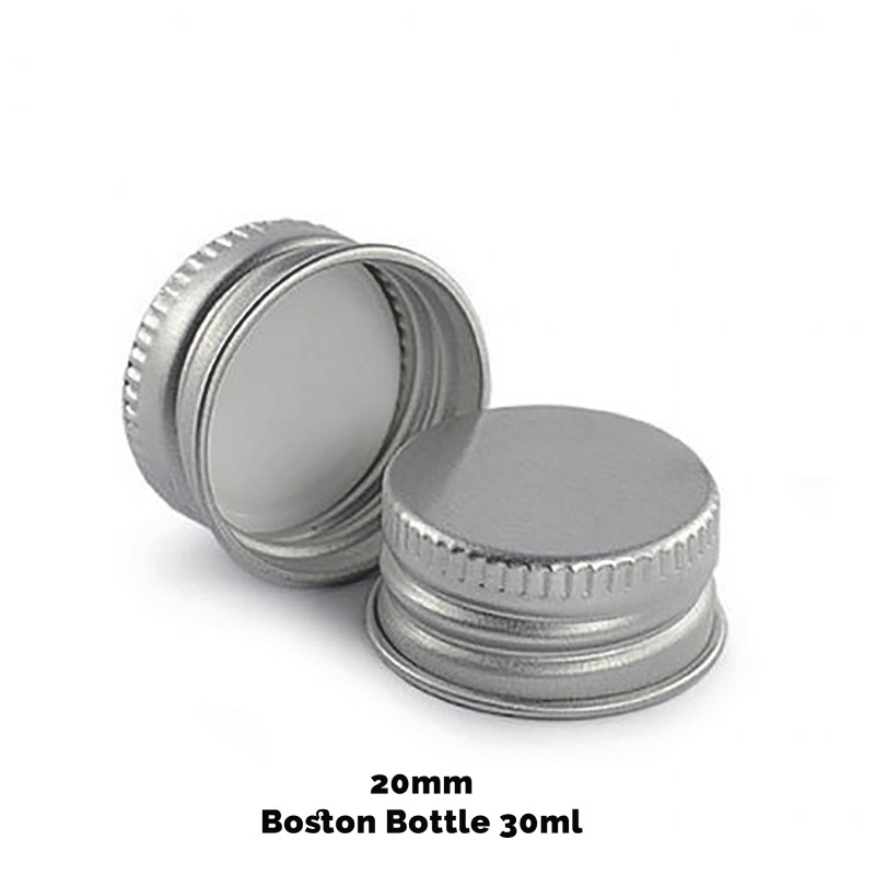 50x Uzáver na Jantárovú Fľašu (for 30ml a 60ml) - Hliník 20mm