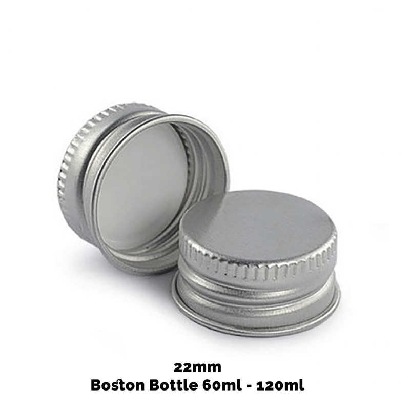 50x Uzáver na Jantárovú Fľašu (120ml) - Strieborný Hliník 22mm