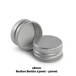 50x Uzáver na Jantárovú Fľašu (pre 230ml a 500ml) - Strieborný Hliník 