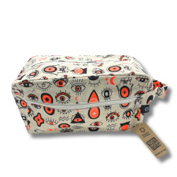 4x Strdená Toaletná Taška v Tvare Krabičky z Bavlny so Vzorom Očí