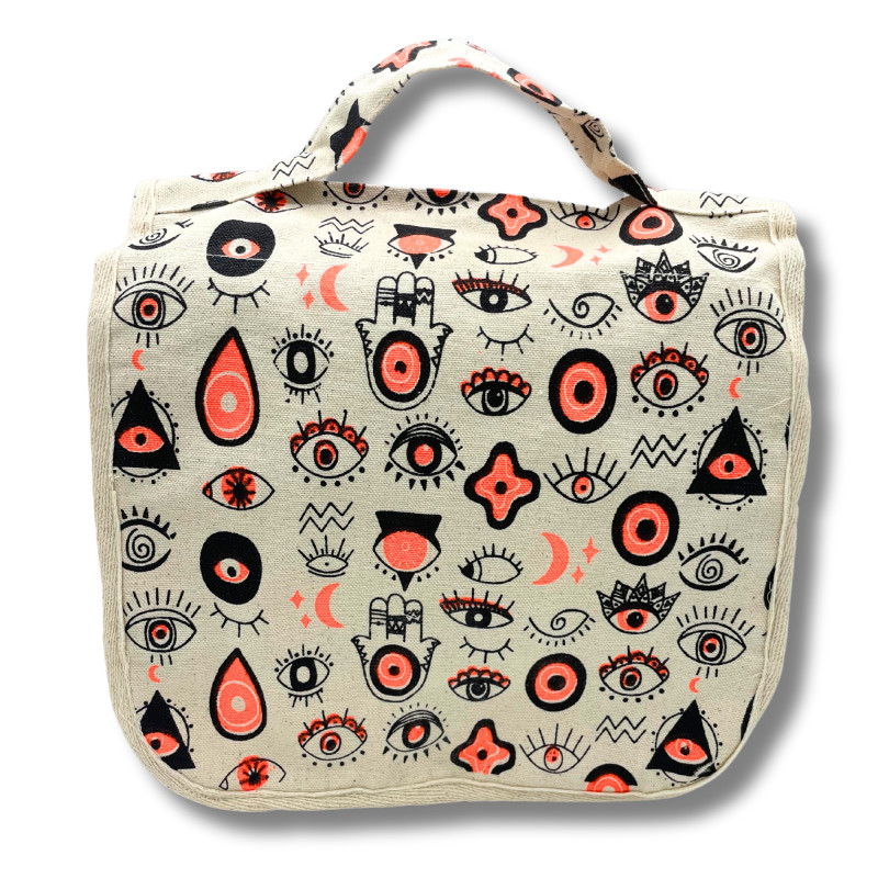 4x Veľká Toaletná Taška v Tvare Krabičky z Bavlny so Vzorom Očí