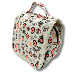 4x Veľká Toaletná Taška v Tvare Krabičky z Bavlny so Vzorom Očí