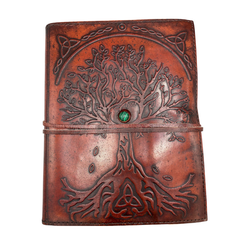 Kožený Zápisník Veľký Strom Života – Kamenná Dekorácia – 20x16x2cm – 1