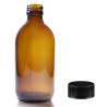 40x 300 ml Jantárová Sklenená Fľaša s Čiernym Plastovým Uzáverom