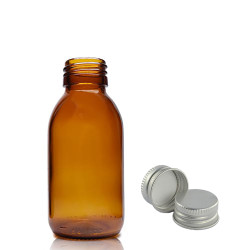 70x 100ml Jantárová Sklenená Fľaša s Hliníkovým Uzáverom