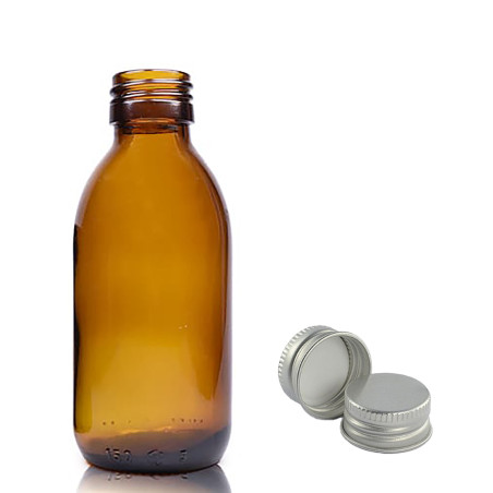 70x 150ml Jantárová Sklenená Fľaša s Hliníkovým Uzáverom