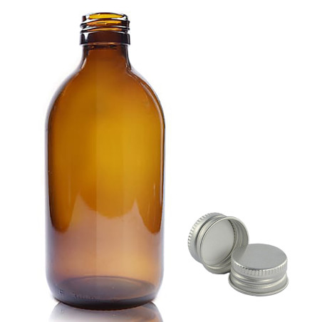 40x 300ml Jantárová Sklenená Fľaša s Hliníkovým Uzáverom