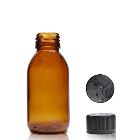 70x 100ml Fľaška z Jantárového Skla s Uzáverom