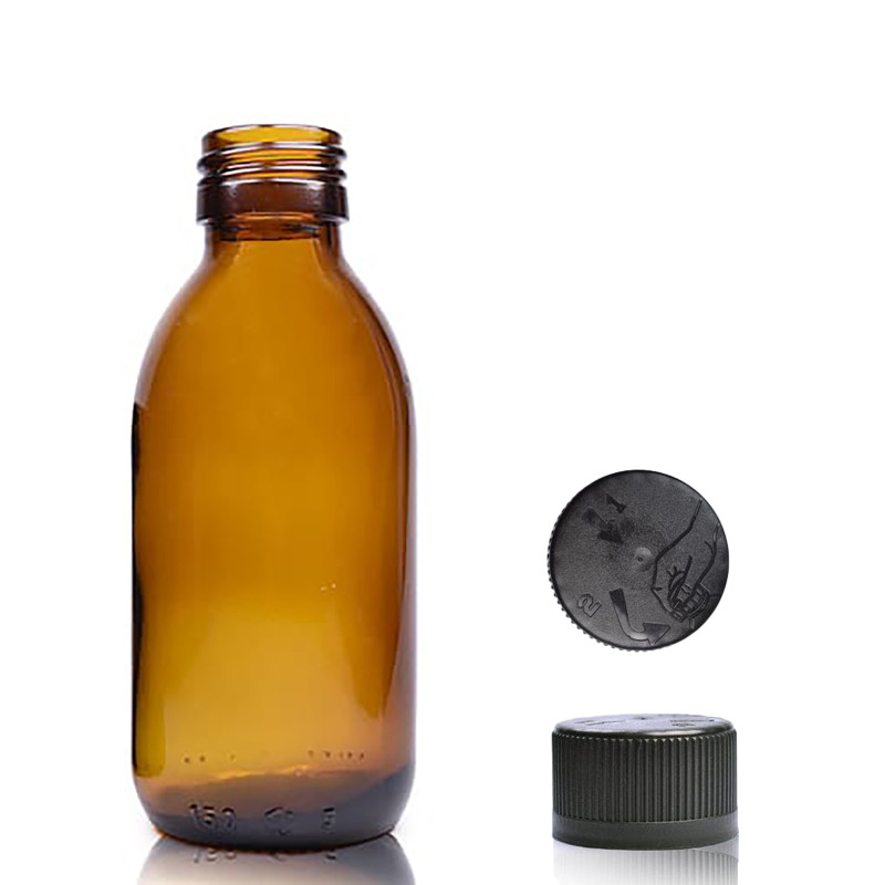 70x 150ml Fľaška z Jantárového Skla s Uzáverom