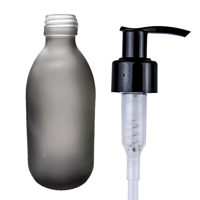 36x 300ml Fľaštička zo Sivého skla s Pumpičkou