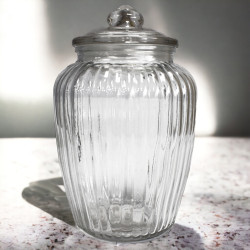 Sklenená Dóza na Cukrovinky - Vrúbkovaná 15x24.5cm