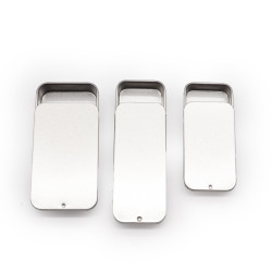 50x Mini Plechovková Dóza s Posuvným Vekom – 10 g (6 x 3,3 x 1 cm)