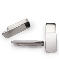 50x Mini Plechovková Dóza s Posuvným Vekom – 10 g (6 x 3,3 x 1 cm)