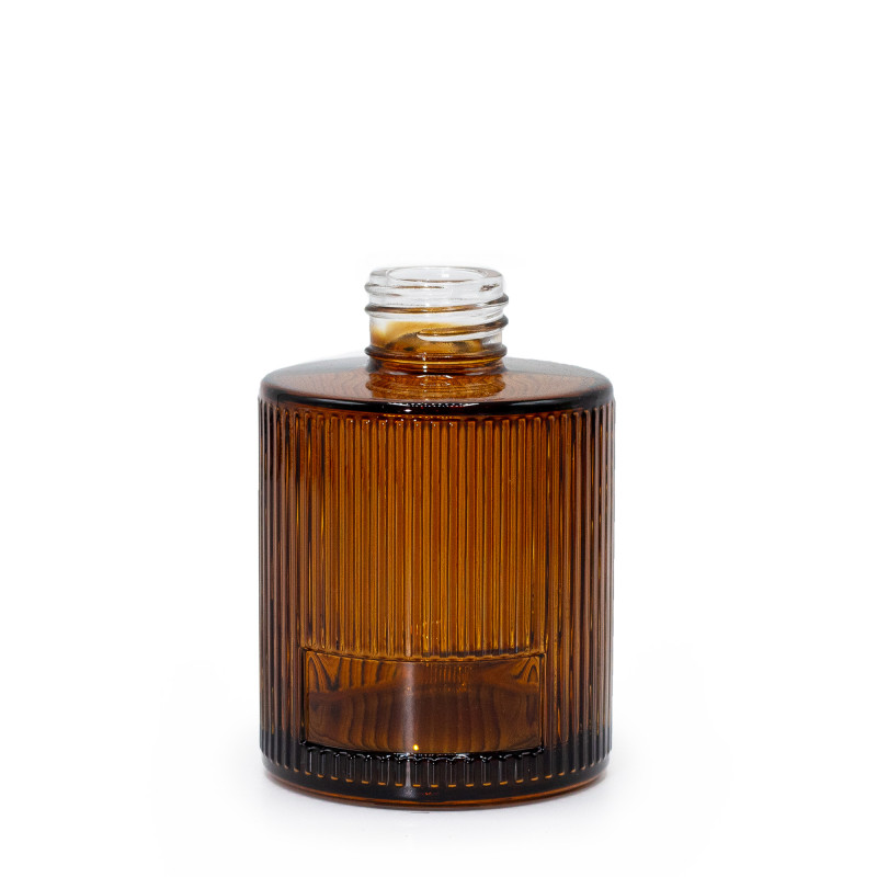 6x 150ml Vrúbkovaná Okrúhla Fľaštička na Difúzor (28 mm hrdlo) - Jantá