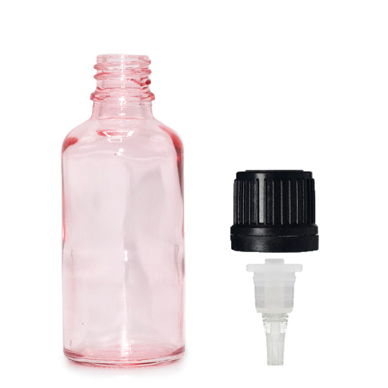 264x 50ml Ružová Sklenená Fľaška s Kvapkadlom
