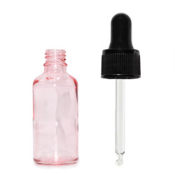 160x 10ml Ružová Sklenená Fľaška s Čiernou T/E Pipetou