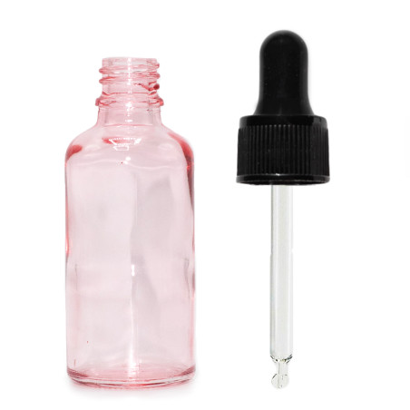 264x 50ml Ružová Sklenená Fľaška s Čiernou T/E Pipetou