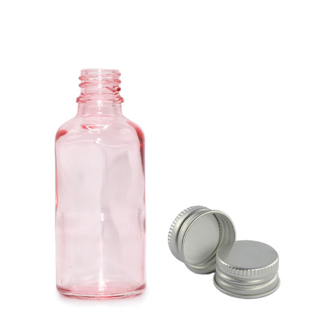 330x 30ml Ružová Sklenená Fľaška s Hliníkovým Uzáverom