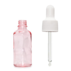 160x 10ml Ružová Sklenená Fľaška s Bielou Pipetou