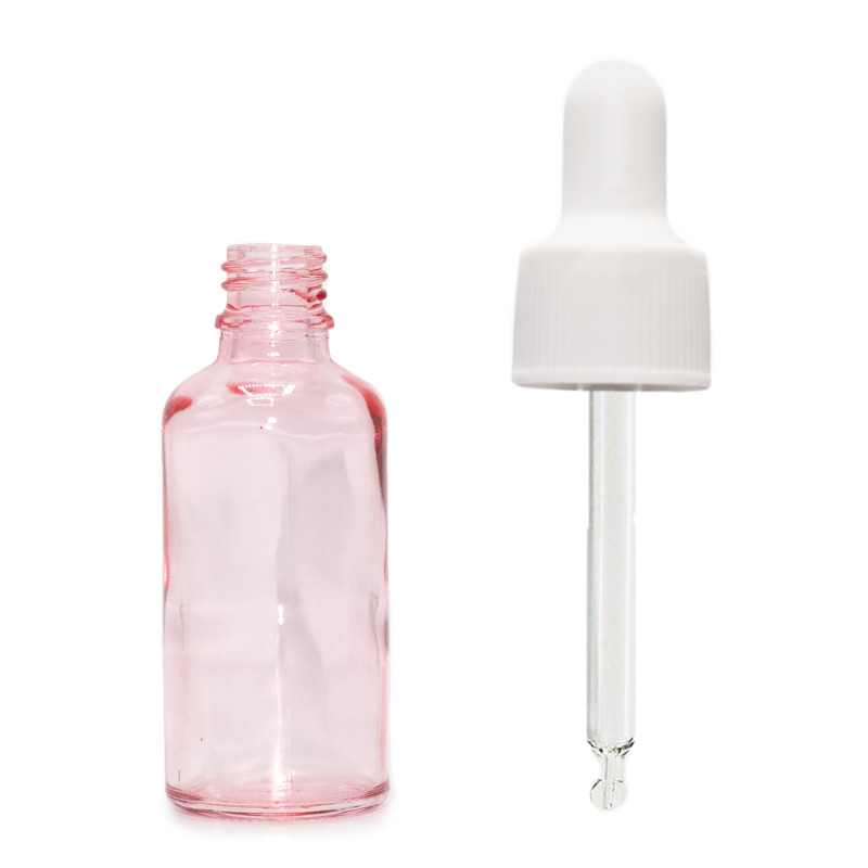 160x 10ml Ružová Sklenená Fľaška s Bielou Pipetou