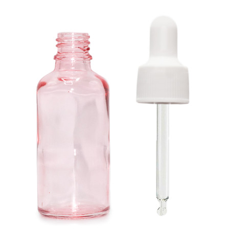264x 50ml Ružová Sklenená Fľaška s Bielou Pipetou