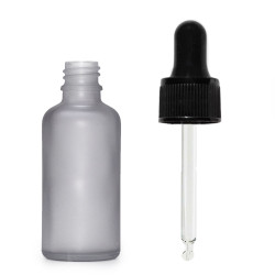 330x 30ml Fľaška z Matného Šedého Skla s Čiernou Pipetou