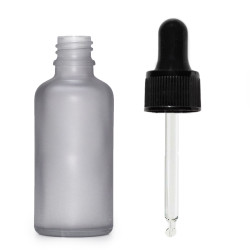 264x 50ml Fľaška z Matného Šedého Skla s Čiernou Pipetou