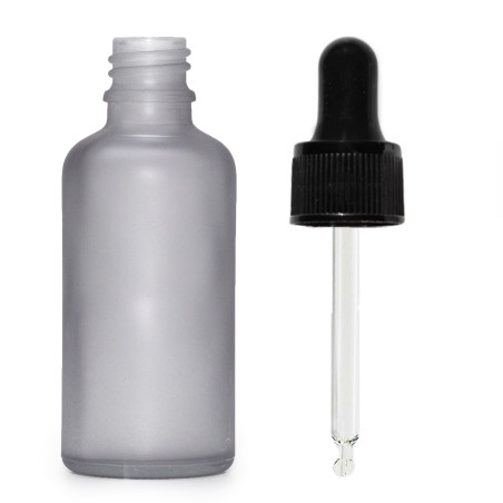 168x 100ml Fľaška z Matného Šedého Skla s Čiernou Pipetou