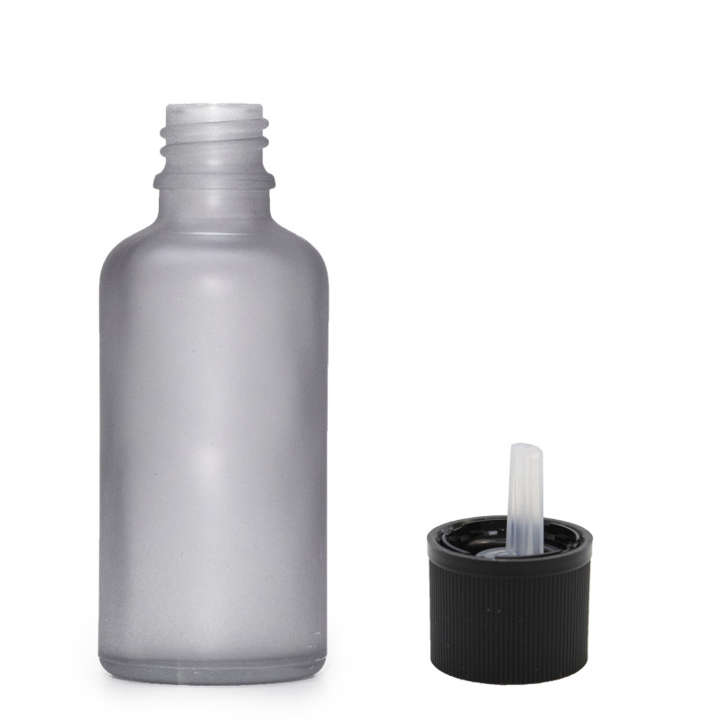 264x 50ml Fľaška z Matného Šedého Skla s Uzáverom s Detskou Poistkou