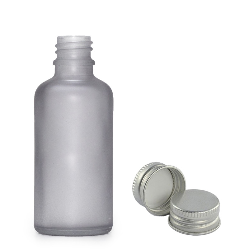 264x 50ml Fľaška z Matného Šedého Skla s Hliníkovým Uzáverom