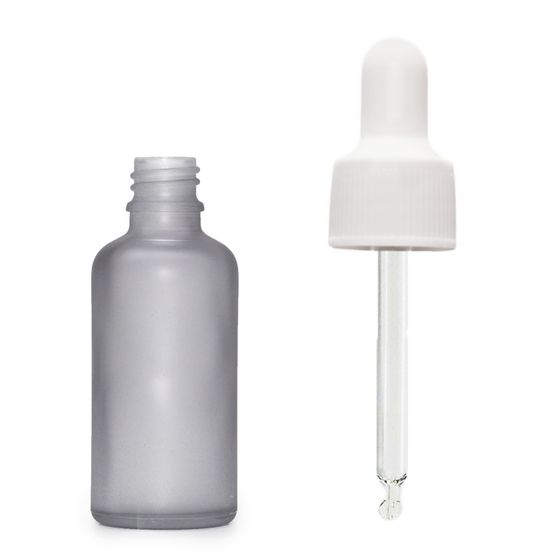 160x 10ml Fľaška z Matného Šedého Skla s Bielou Pipetou