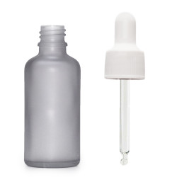 264x 50ml Fľaška z Matného Šedého Skla s Bielou Pipetou