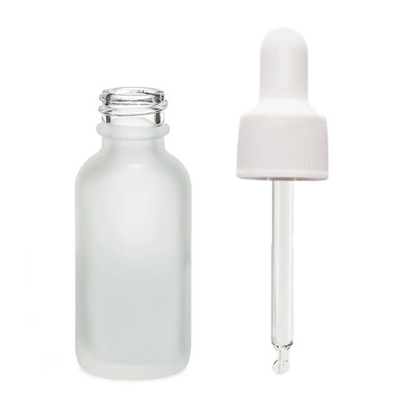 384x 30ml Fľaška z Matného Bieleho Skla s Bielou Pipetou