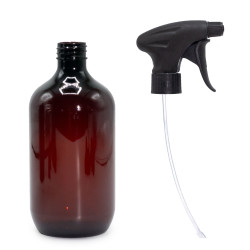 10x 500 ml Jantárová Plastová Fľaša Boston so Sprejovým Uzáverom 28 mm