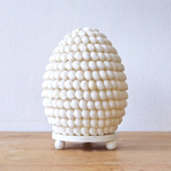 Boho Morská Mušľová Lampa - Biela Oválna - 15 cm