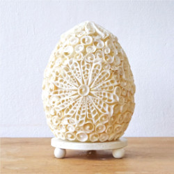 Boho Morská Mušľová Lampa - Vzorovaná Oválna - 15cm