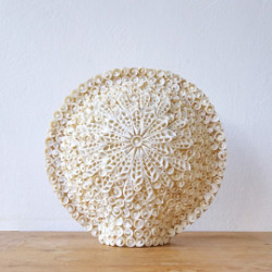 Boho Morská Mušľová Lampa - Veľká Vzorovaná Okrúhla - 30 cm