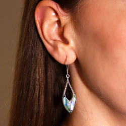 Náušnice Mušľa & Striebro - Kvapky Oštepov – Abalone