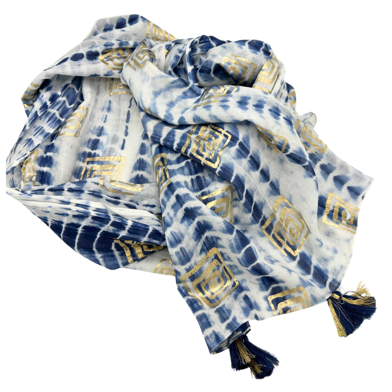 Nomád Sari - Pario - Modrý Tie Dye & Potlač