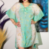 Nomád Sari - Kaftan - Biely & Tyrkysový - Design Zlaté Ryby