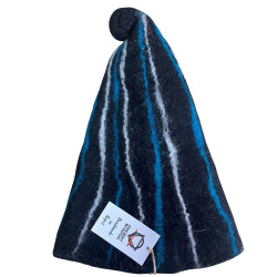 Plstený Klobúk Saunového Čarodejníka - Čierno-modré Pruhy