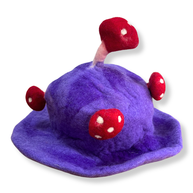 Plstený Hríbový Klobúk - Purpurový