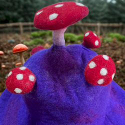 Plstený Hríbový Klobúk - Fialový