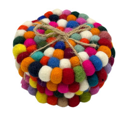 Okrúhle Podložky pod Poháre z Plstených Guľôčok - 10 cm Viacfarebné (s